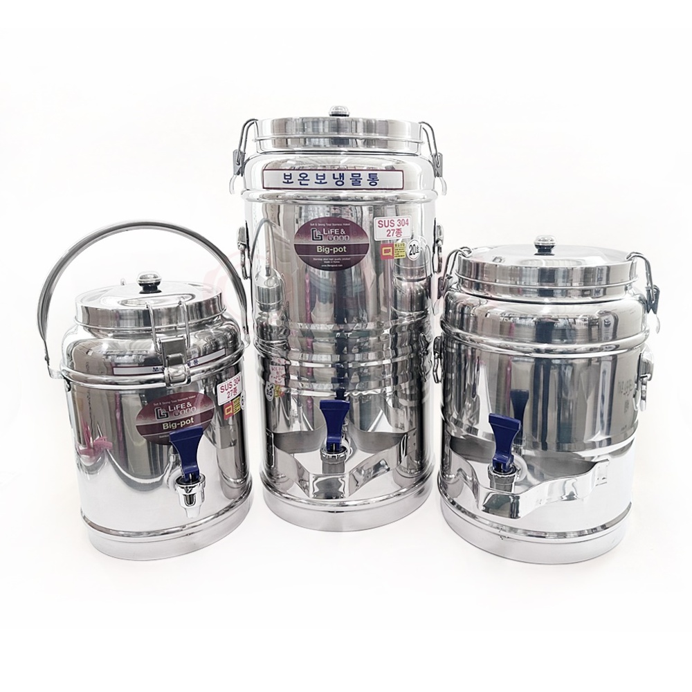 대형 보냉 보온통 스텐 학교 급식 업소용 대용량 보온 물통 12L, 1개