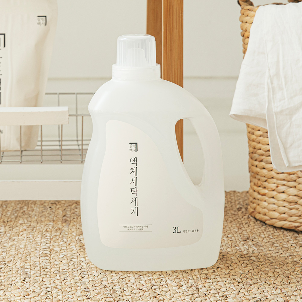살림백서 액체 세탁세제 천연 유래98% 3L 드럼용 일반용 드럼 세탁기 대용량