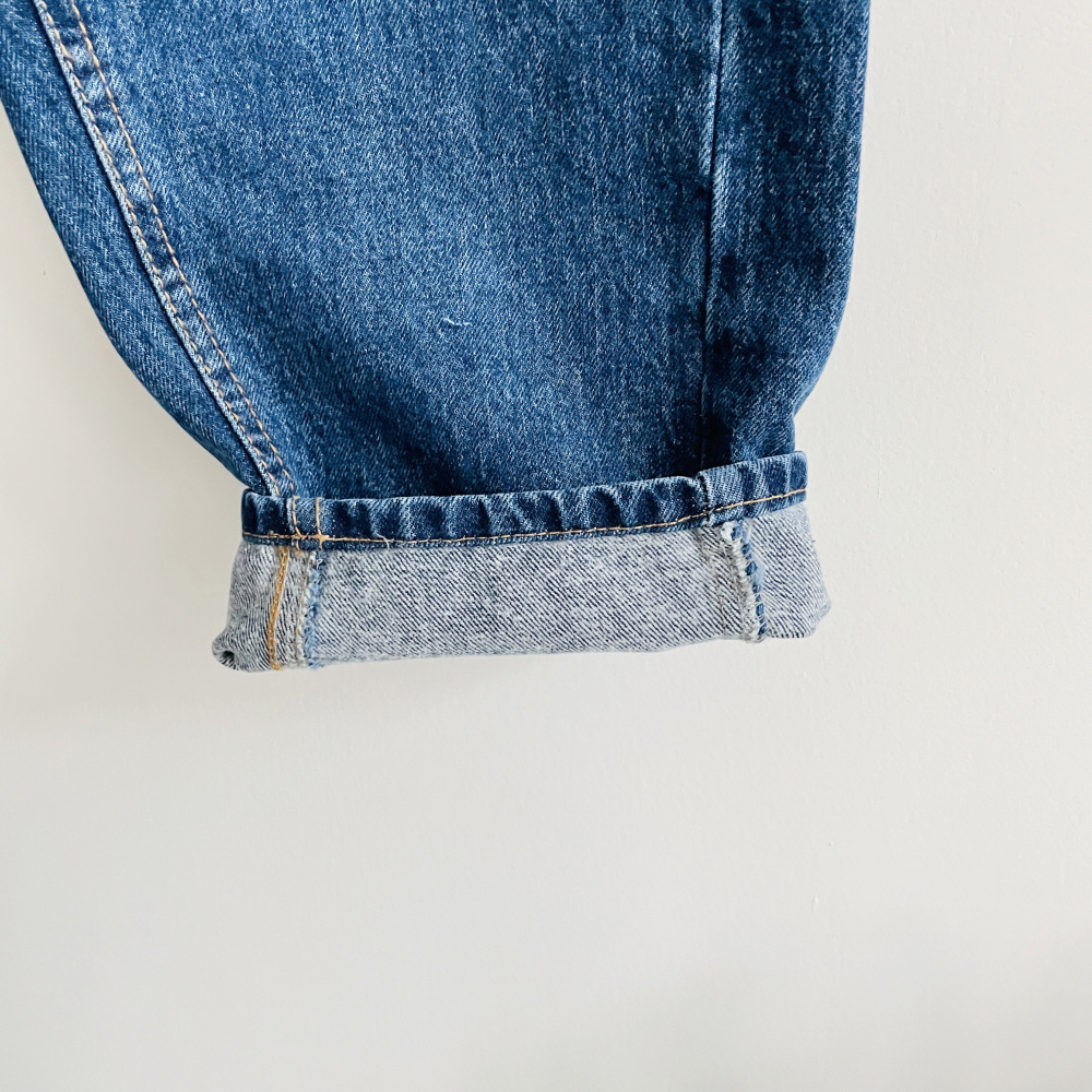 여성 기모 키작녀 배기 보이핏 하이웨스트 진청 블랙 데님 청바지 팬츠 이미지 6