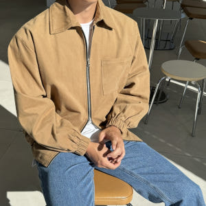 남자 앤드러스 오버핏 투웨이 카라 블루종 자켓 점퍼 착용 후기 | 사이즈/핏 총정리 - 상품 이미지 1