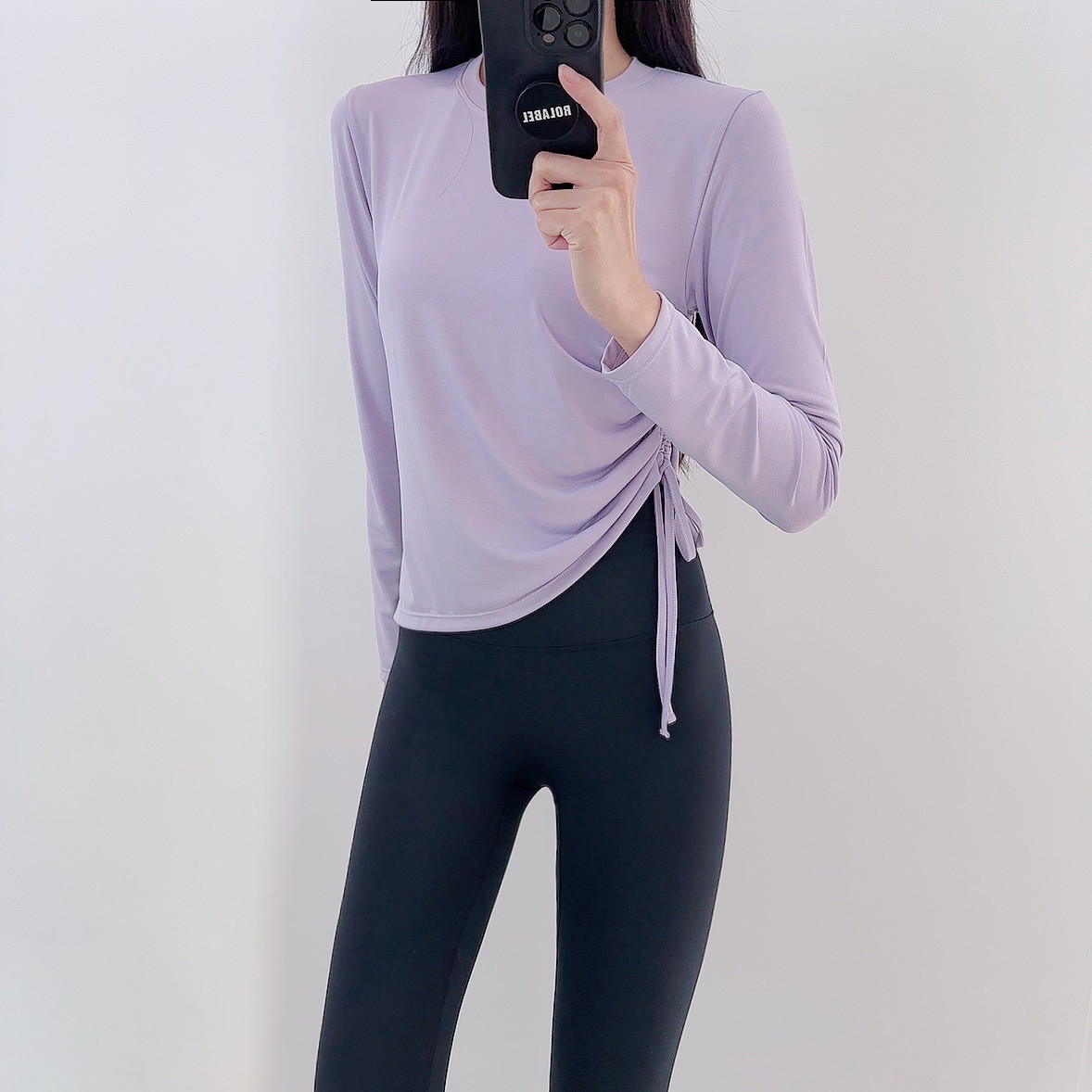 로라벨 나오 필라테스복 여성 요가복 필라테스 요가 상의 옷 커버업 운동복 탑 긴팔 크롭 - 상세 이미지 5
