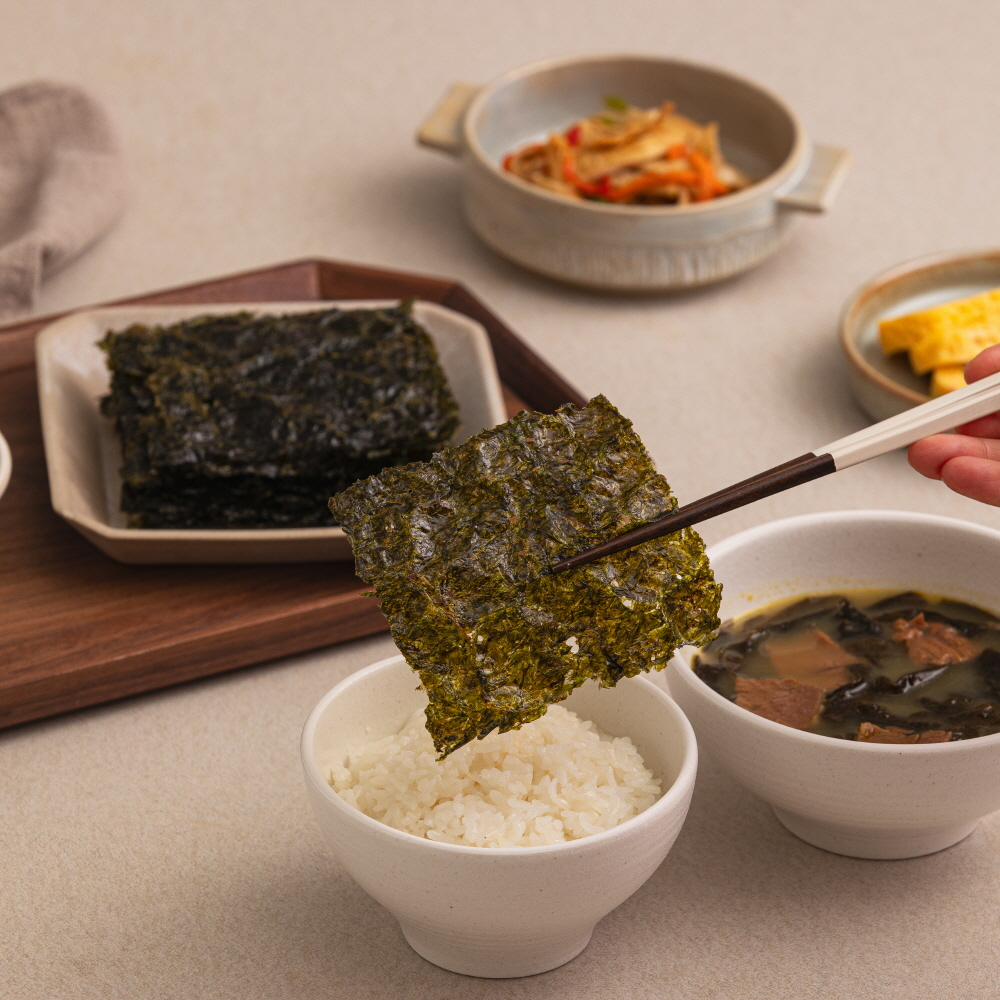맥반석 시장 들기름 즉석구이김 수제 옛날시골 구운 조미김 굽다김바로 이미지 2
