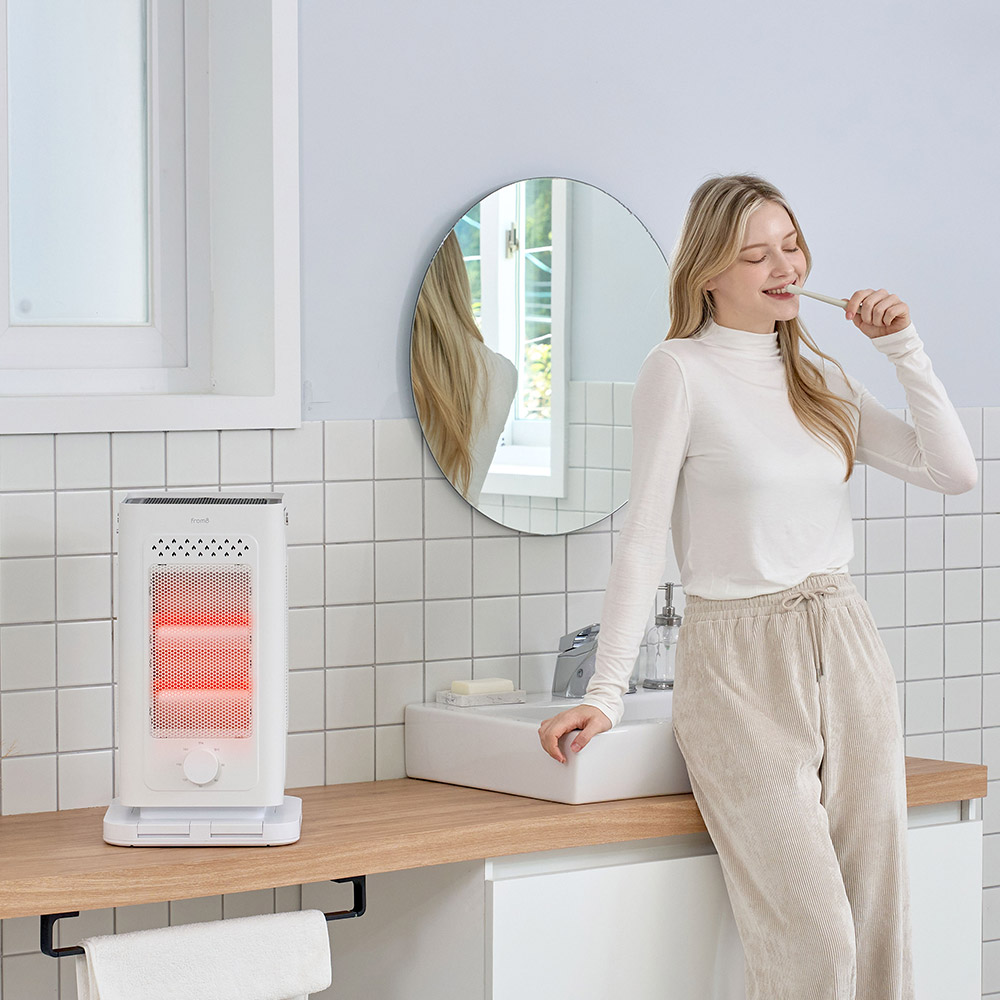 [와이드형 그릴] 프롬비 오방난로 전기히터 난방기 스토브 무소음 발터치 FE241 화이트