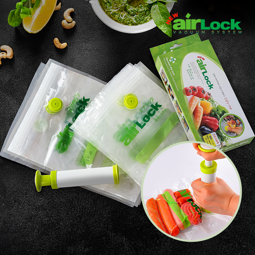 뉴 에어락 진공지퍼백 1+1+1 진공포장기 위생팩 비닐접착기 지퍼백 음식물포장 주방용품
