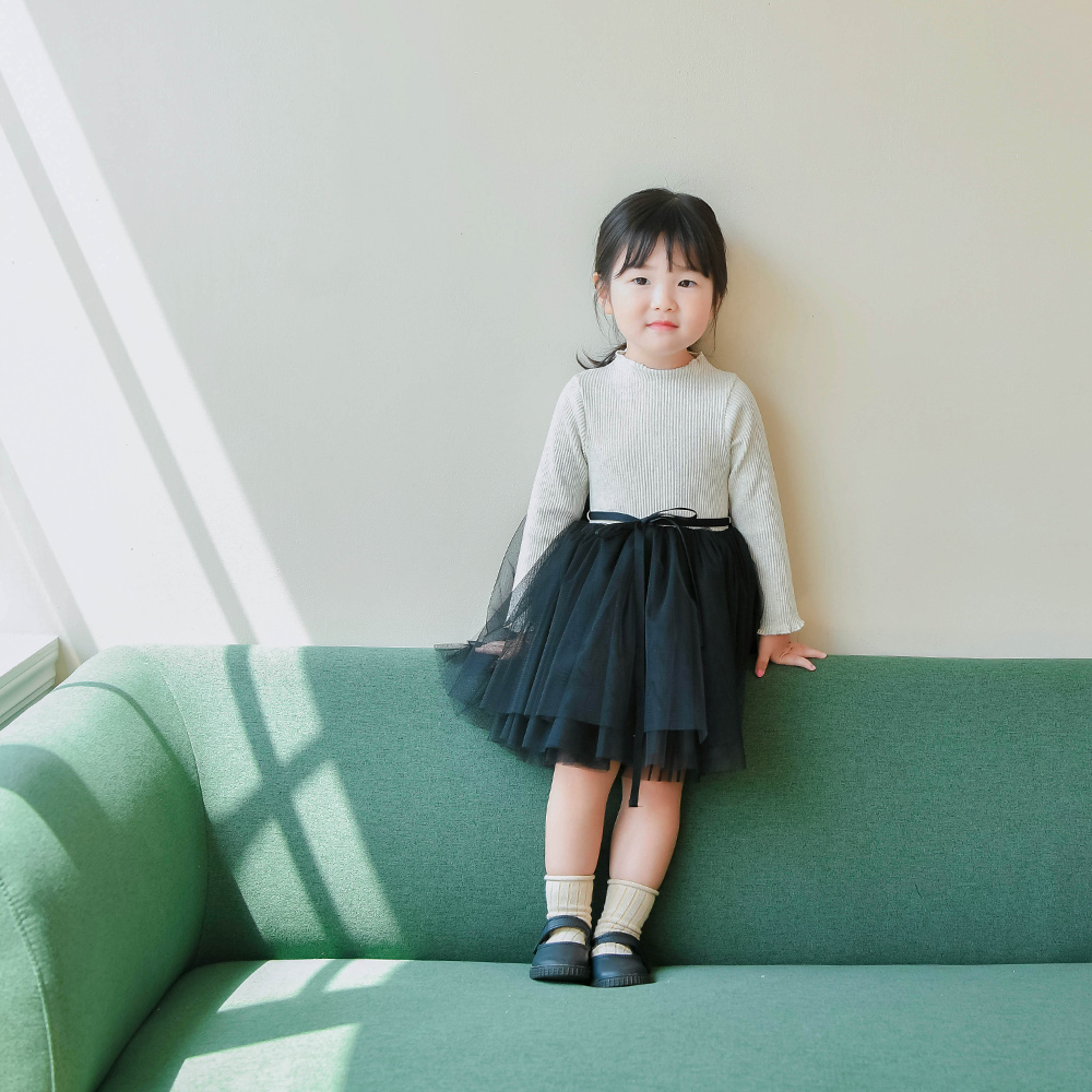 로나 골지 튜튜원피스 여아 아동 핑크 블랙 보통핏 이미지 6