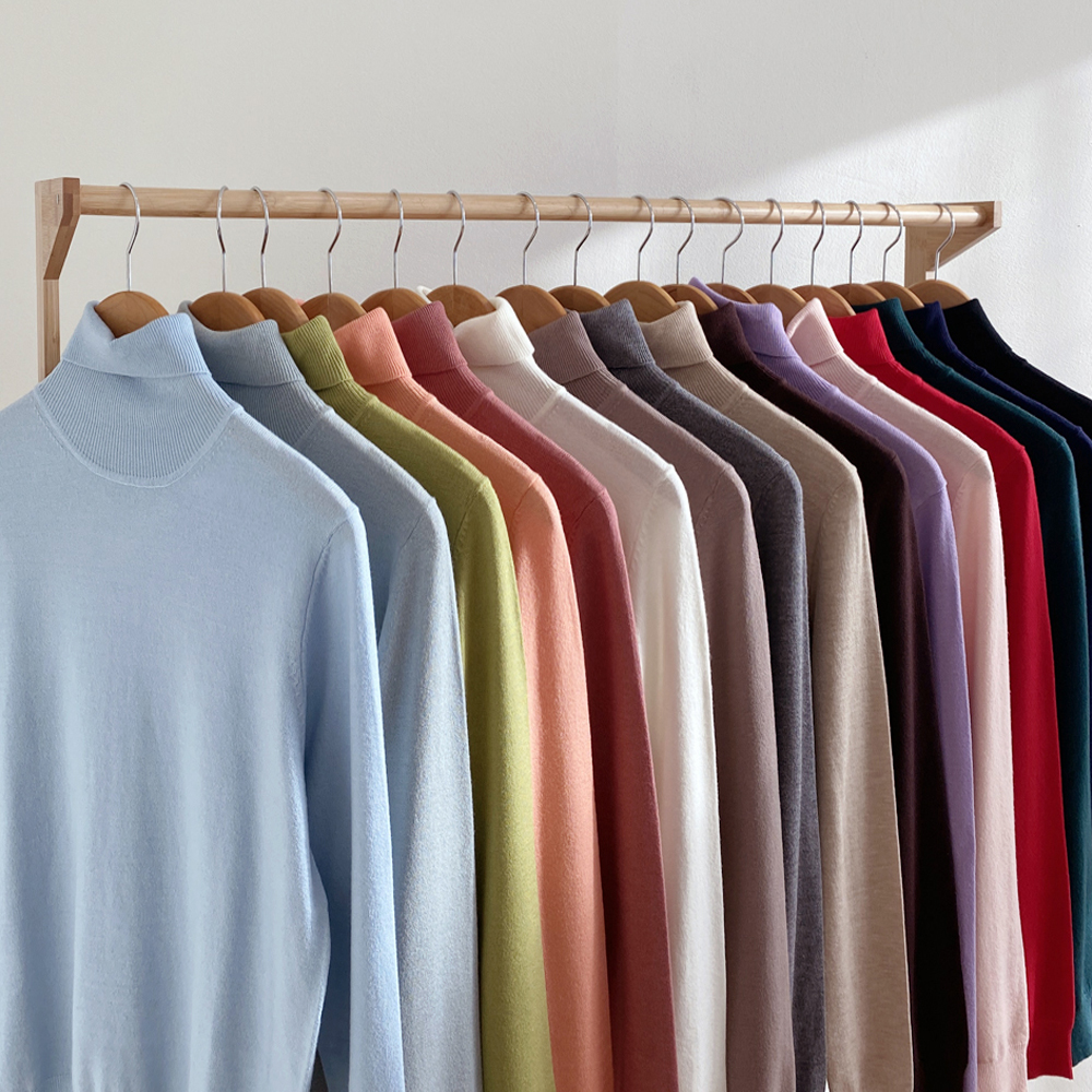 소프트 캐시미어 니트 가을 겨울 루즈핏 터틀넥 여자니트티 폴라티 하늘색 블랙 핑크