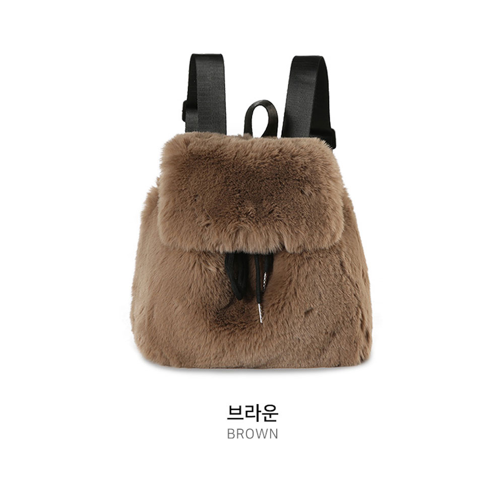 귀여운 초미니 백팩 가을 겨울 인조털 백팩 나들이 외출 작은 페이크퍼 등에메는 가방 - 상세 이미지 3
