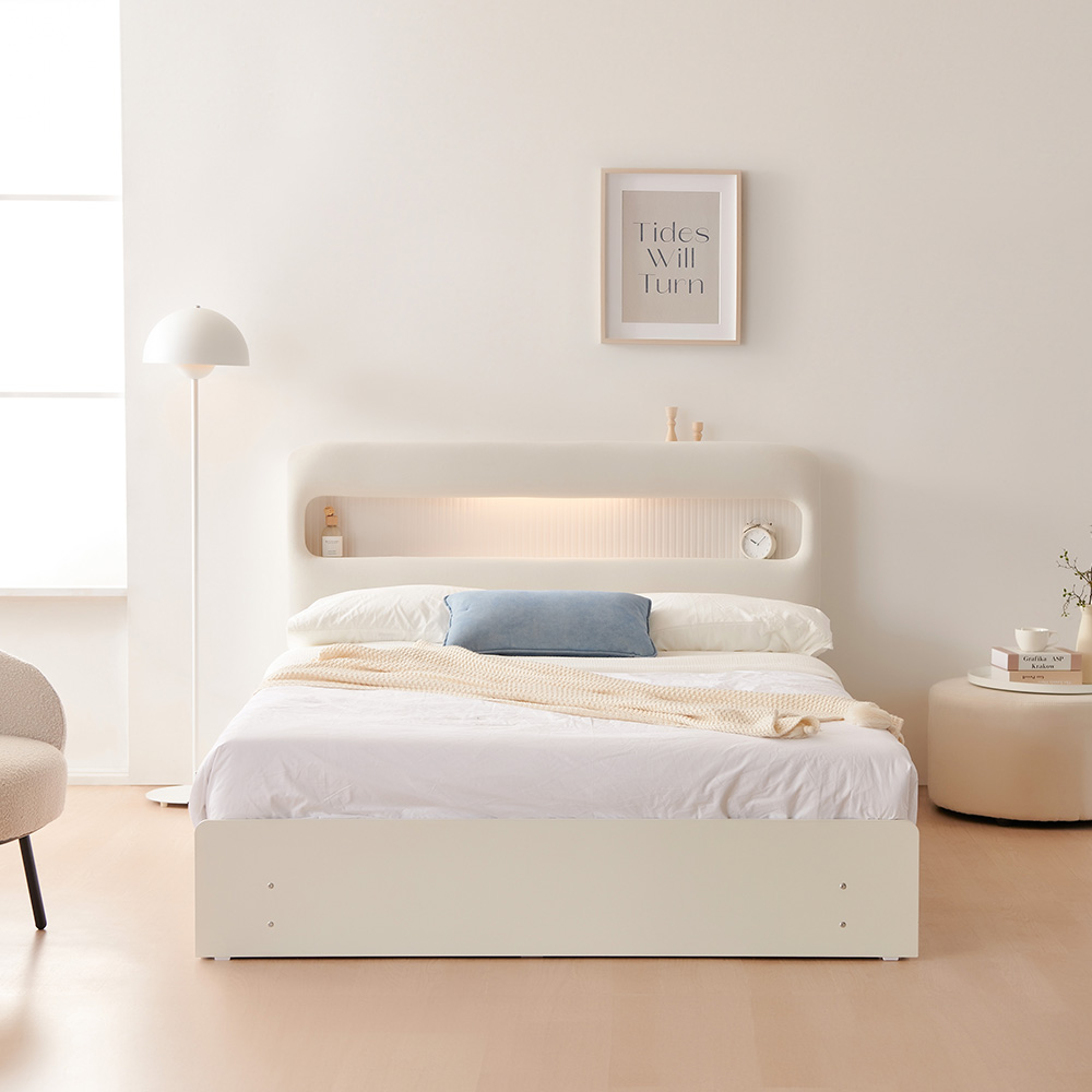 동서가구 클라우드 아쿠아패브릭 LED 1단 3서랍 수납침대 프레임 Q DF924821