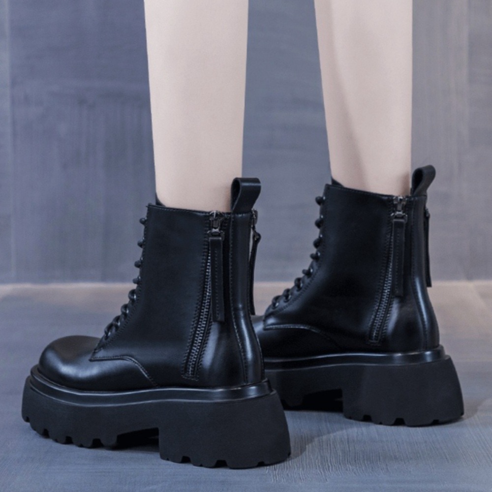 키높이 워커 부츠 통굽 클래식 착화감좋은 편한 보컬 밴드 신발 블랙 10cm - 상세 이미지 2
