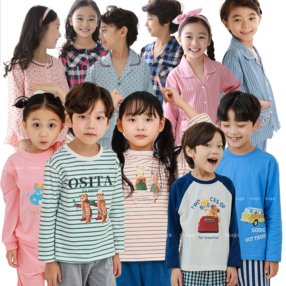 아동실내복 잠옷 홈웨어 키즈 유아 순면 극세사 긴팔 상하세트 - 상품 이미지
