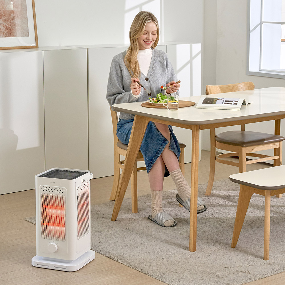 [와이드형 그릴] 프롬비 오방난로 전기히터 난방기 스토브 무소음 발터치 FE241 화이트