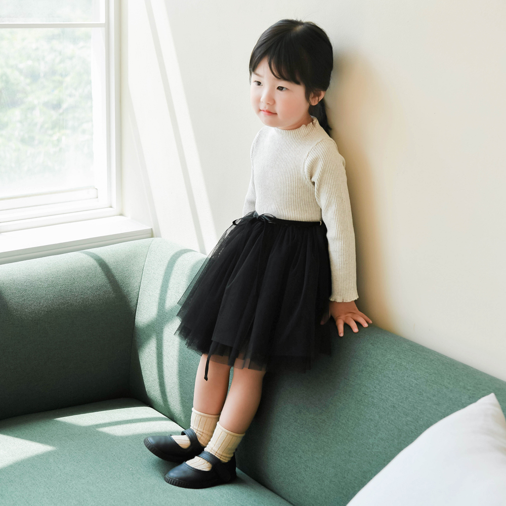 로나 골지 튜튜원피스 여아 아동 핑크 블랙 보통핏 - 상세 이미지 5