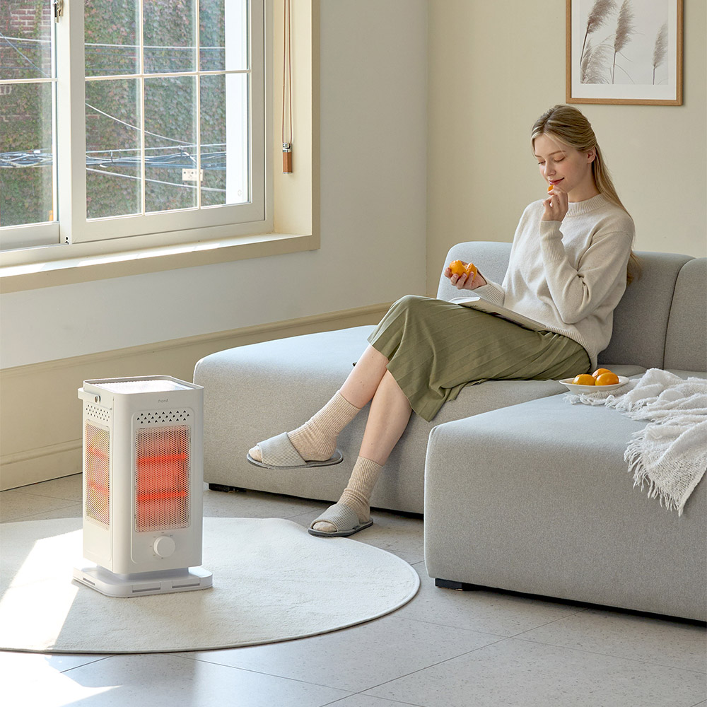 [와이드형 그릴] 프롬비 오방난로 전기히터 난방기 스토브 무소음 발터치 FE241 화이트