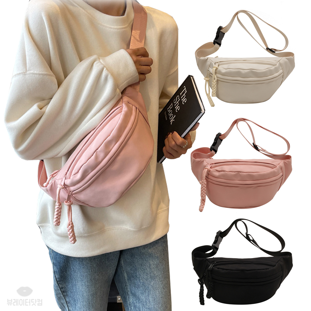 뷰레이터닷컴 마크라메 여성 반달 미니백 여행용 크로스백 여행 가벼운 핸드폰 가방