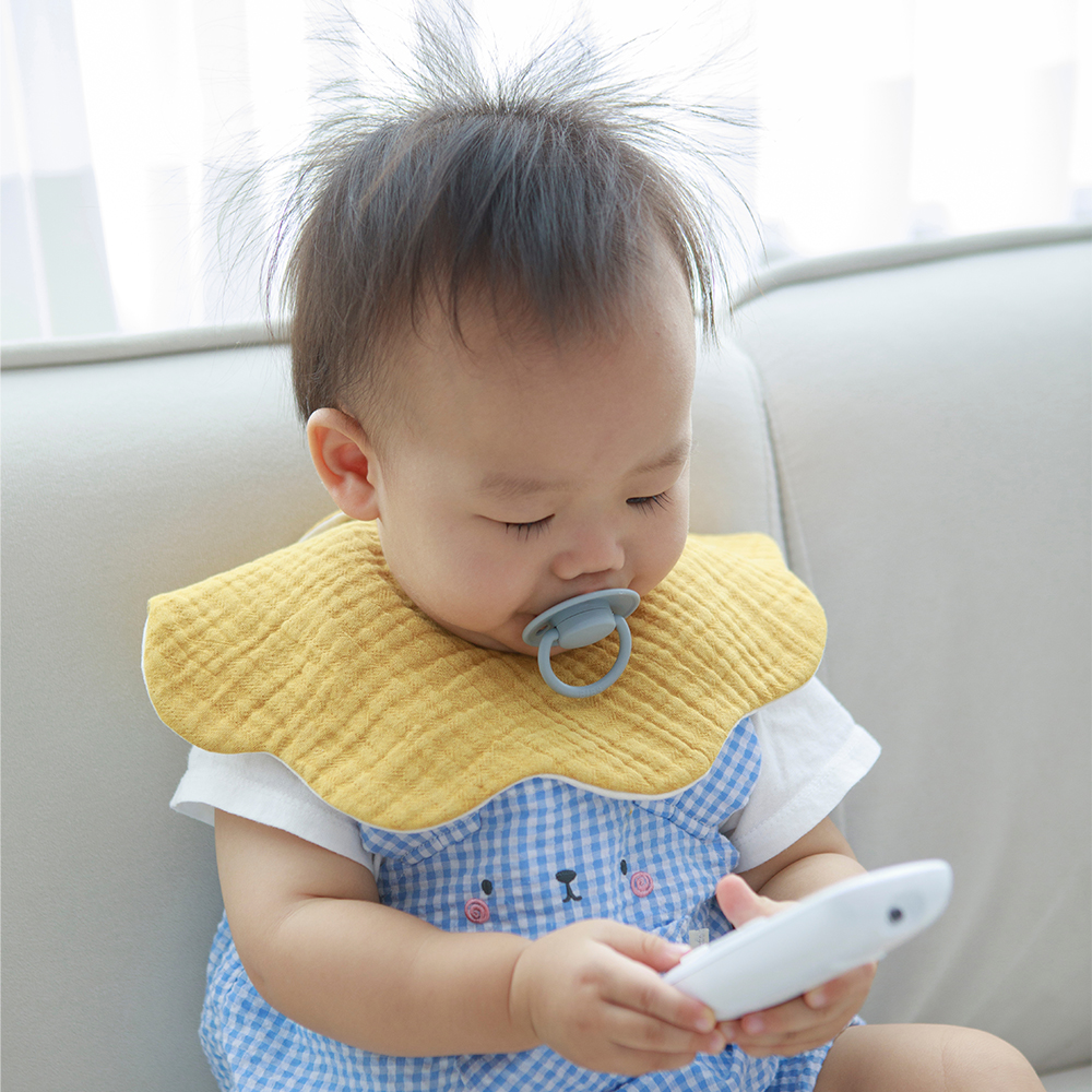 6중거즈 턱받이 양면 롤링 360도 신생아 아기 빕 침받이 순면