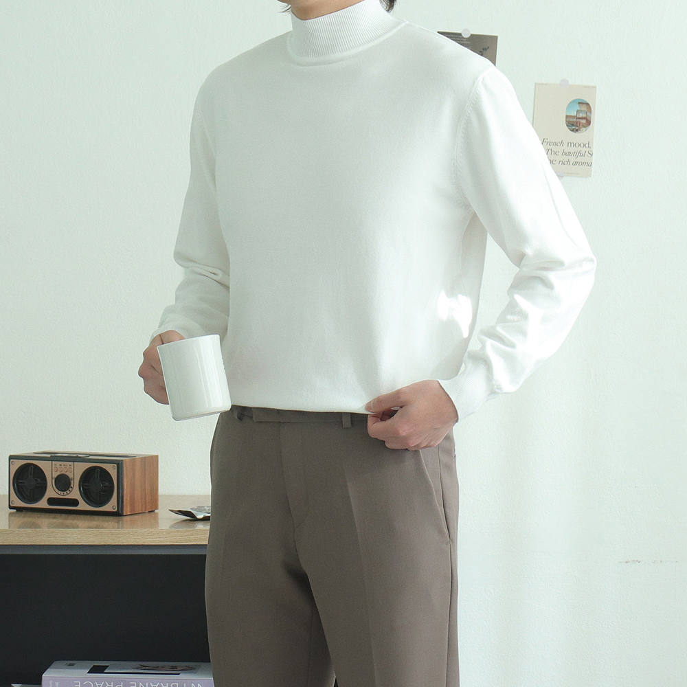 남자니트 남자목폴라 모크넥 반목폴라 남성캐시미어니트 이미지 2