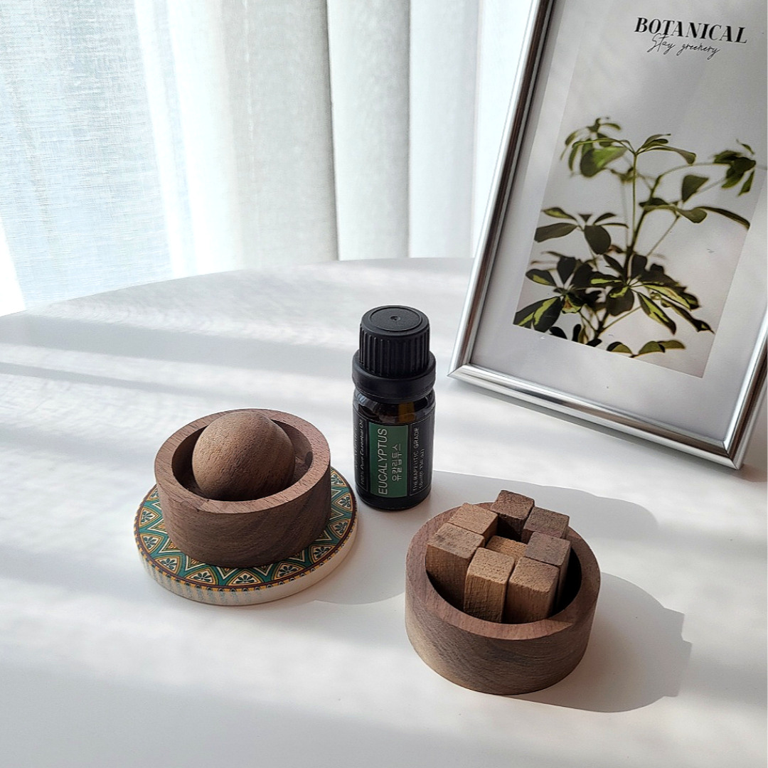 레노포프 아로마오일 확산 우드 디퓨저 천연 원목나무 발향기 확산목 기둥형 비치