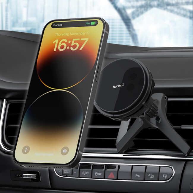 무선 고속 냉각 쿨링 15W 맥세이프 호환 LED 차량용 자석 휴대폰 충전 거치대 충전기