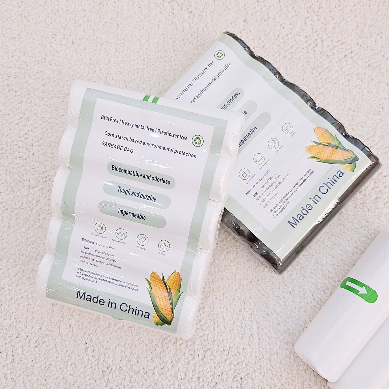 로에드 음식물 쓰레기봉투 생분해비닐봉투 리필봉투 옥수수 자연분해 썩는 봉지 5롤 100P