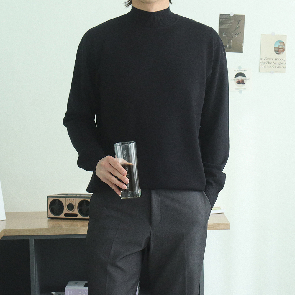 남자니트 남자목폴라 모크넥 반목폴라 남성캐시미어니트 이미지 3