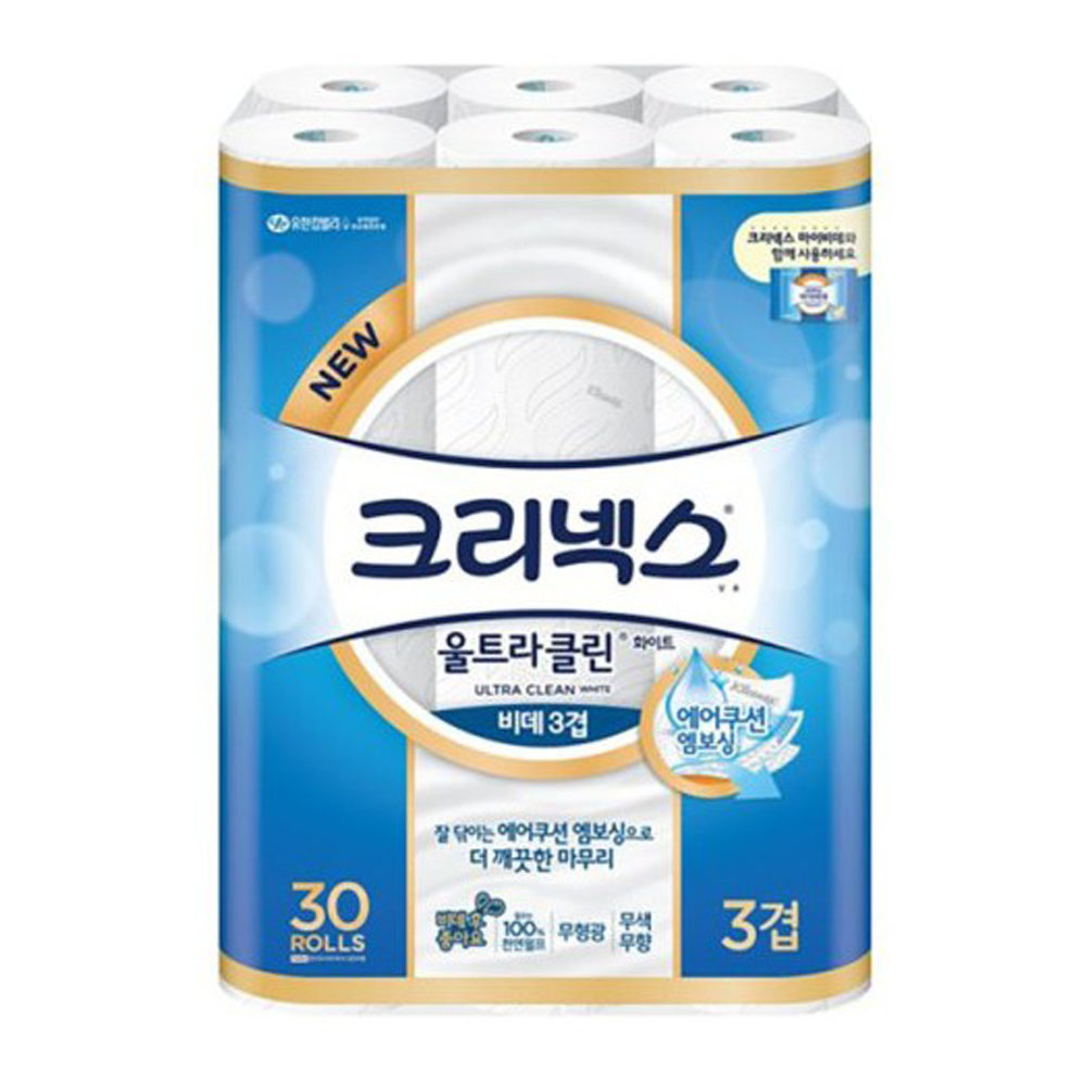 크리넥스 3겹 울트라 클린 30롤 롤화장지 화장실 두루마리 (021241) - 메인 이미지
