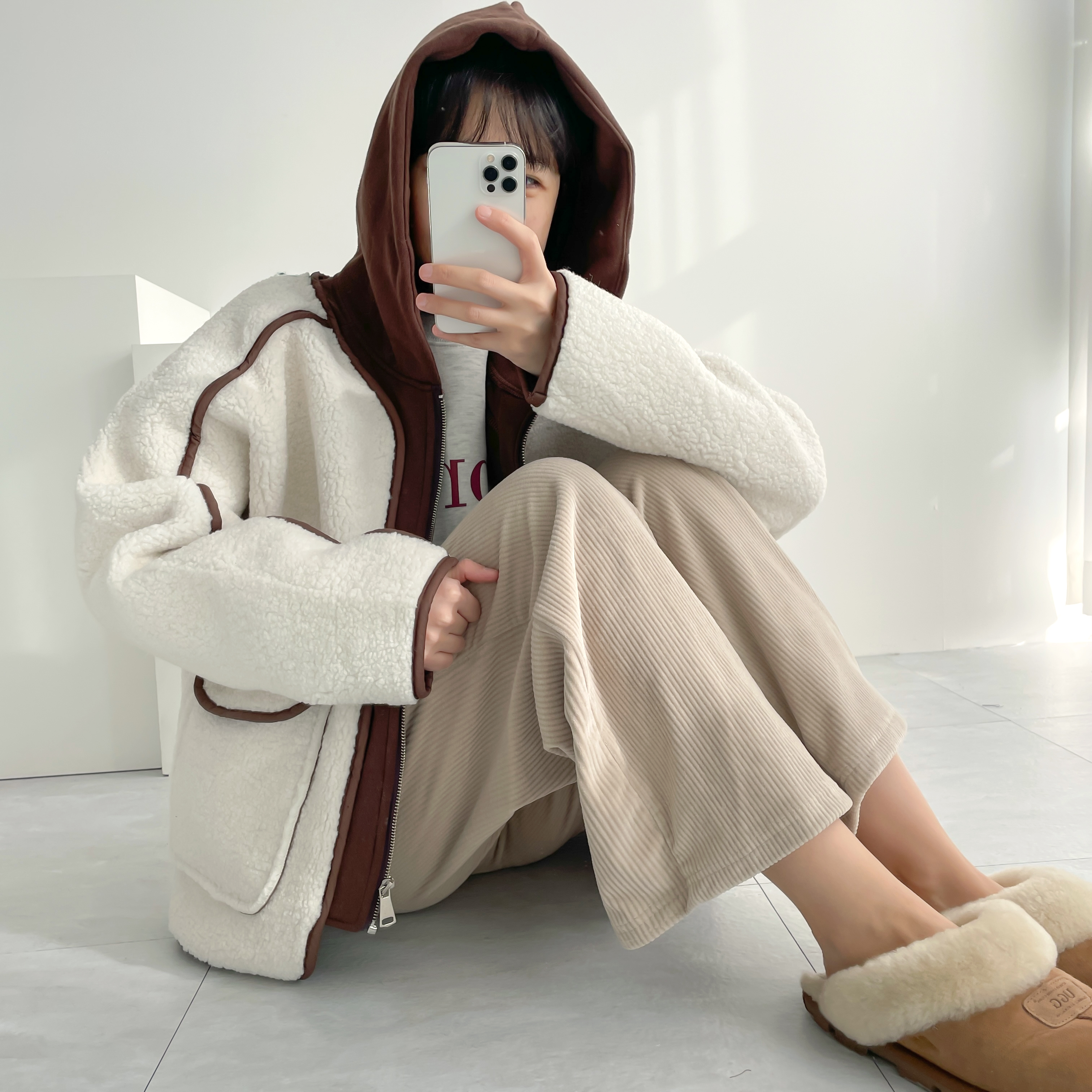 양털무스탕 후드무스탕 숏무스탕 - 상세 이미지 4