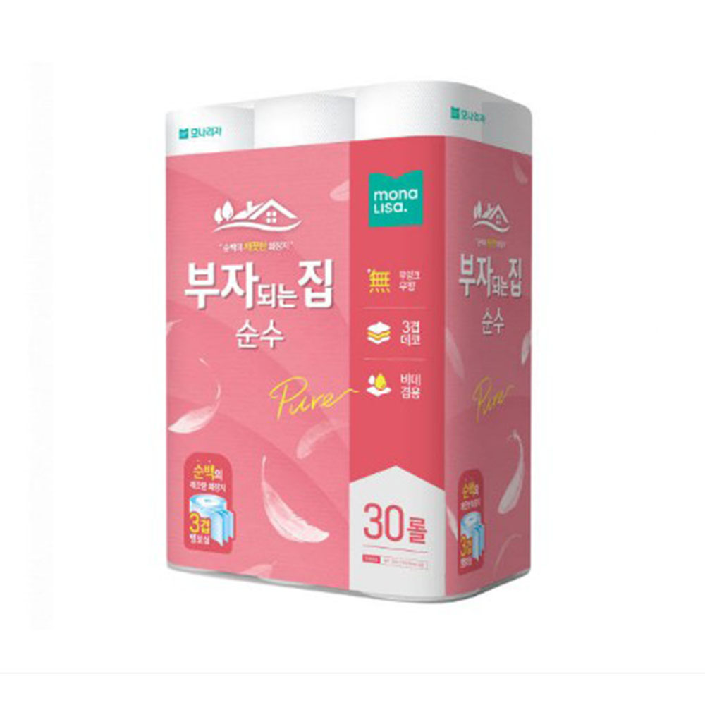부자되는집 순수 분홍 25m 30롤 롤화장지 화장실 두루마리 휴지 (212203) - 메인 이미지