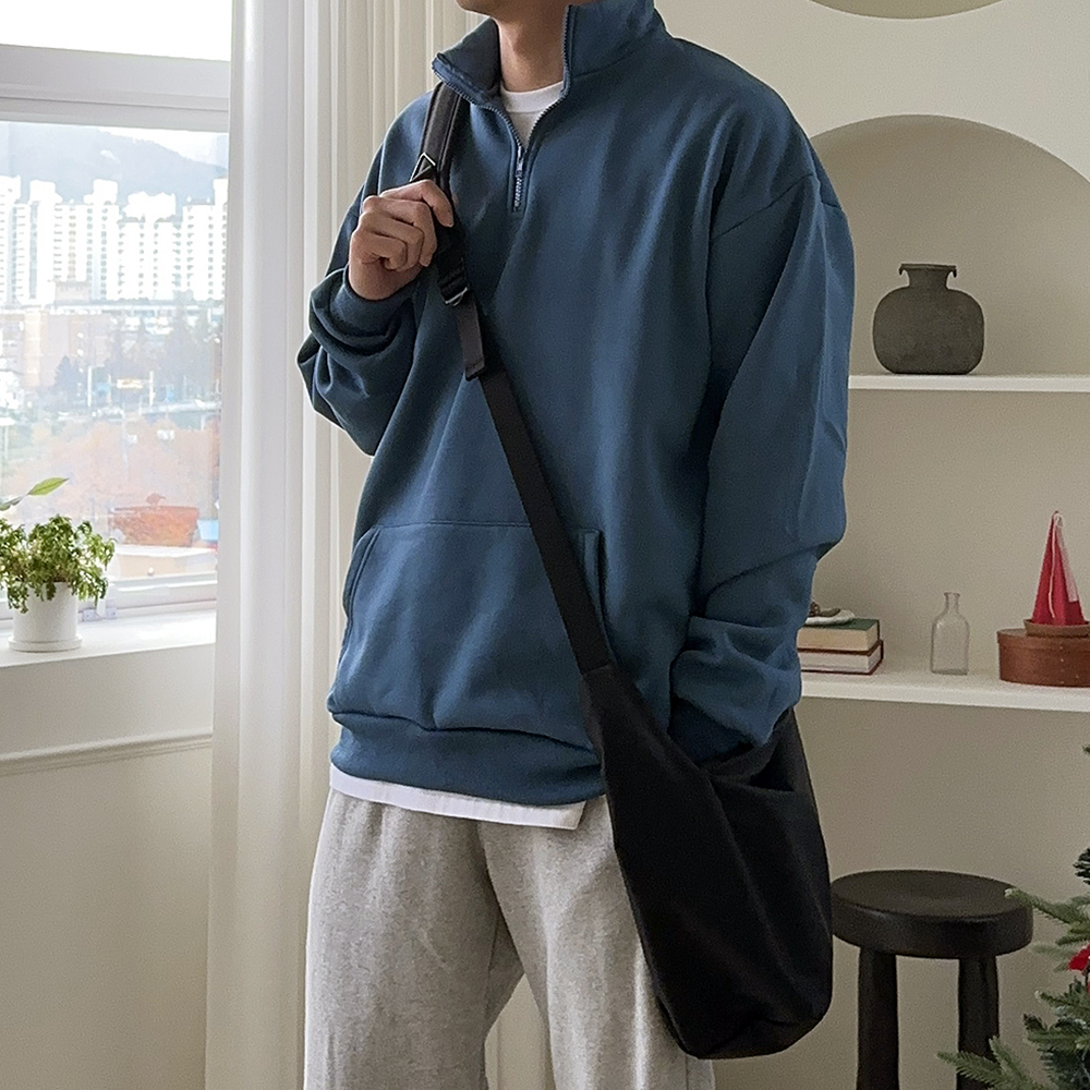 남자기모맨투맨 남자 반집업 아노락 맨투맨 이미지 2