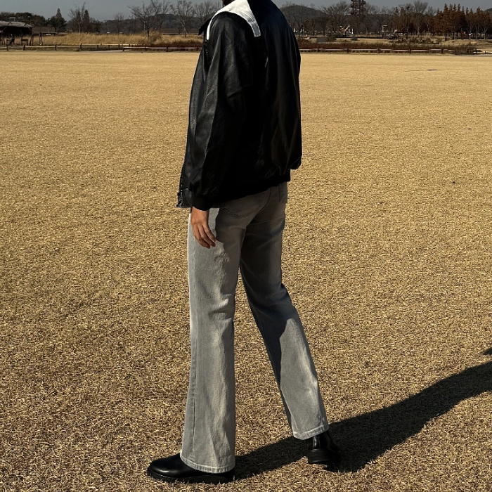 남자 몬드 사계절 샌드브러쉬 부츠컷 데님팬츠 흑청 샌드그레이 - 상세 이미지 2