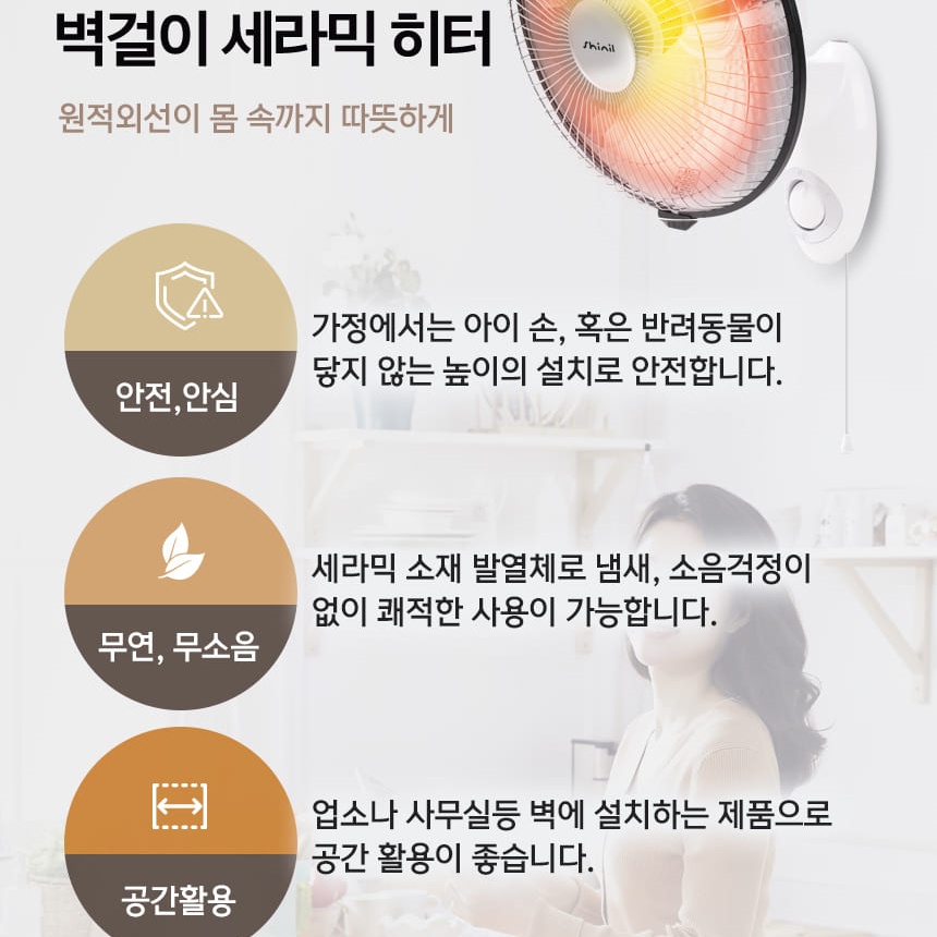 신일 벽걸이 히터 온열기구 온열선풍기 저전력히터 이미지 8