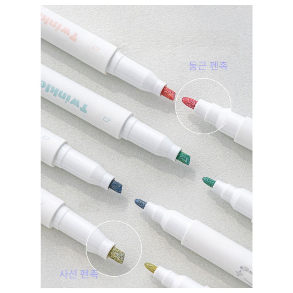 글리터형광펜 블링블링 반짝이는 트윙클 다꾸 연한 파스텔 형광펜 3종 - 상세 이미지 3