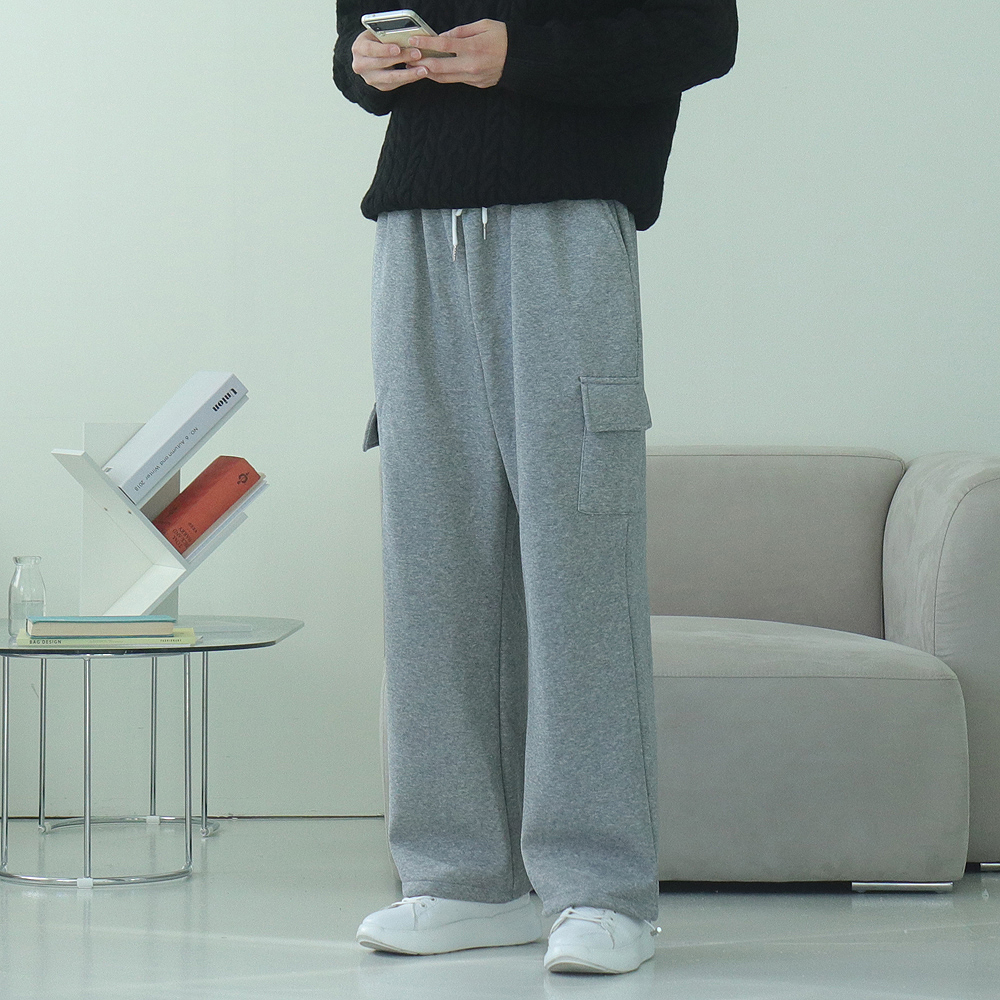 1+1 남자기모바지 남성 기모 카고 와이드팬츠 이미지 3