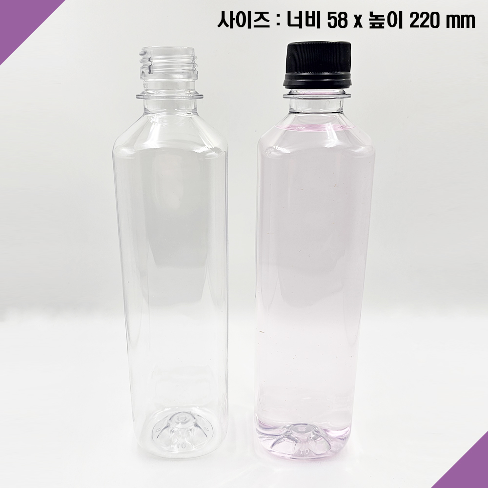 (100개) 500ml 페트병 500미리 일자 사각 플라스틱병 공병 용기 보틀 - 상세 이미지 2