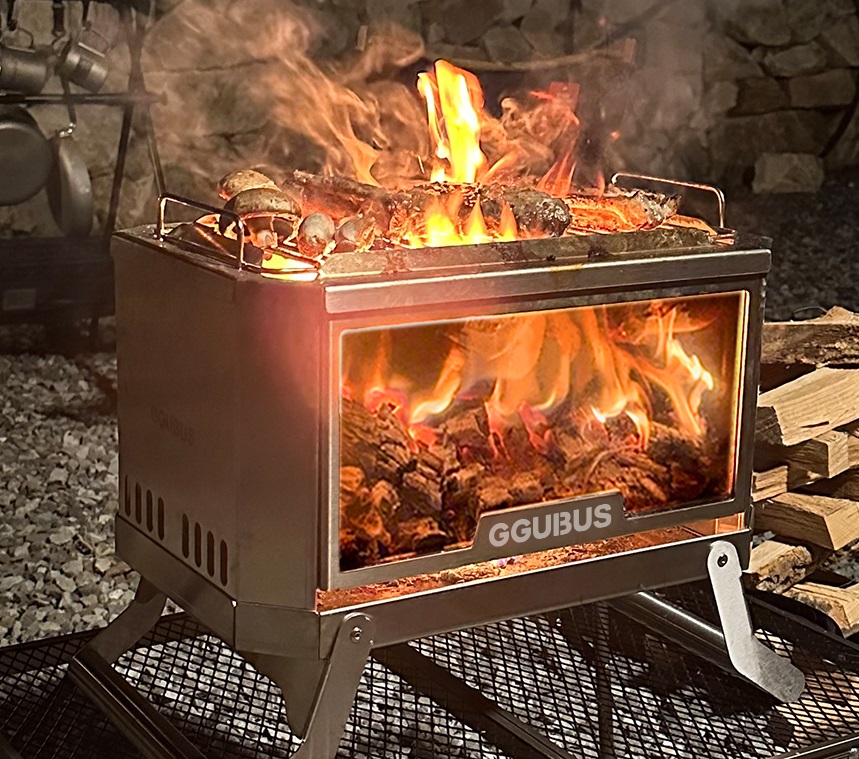 꾸버스 풀스텐 듀얼화로대 이중연소 캠핑 차박 불멍화로대