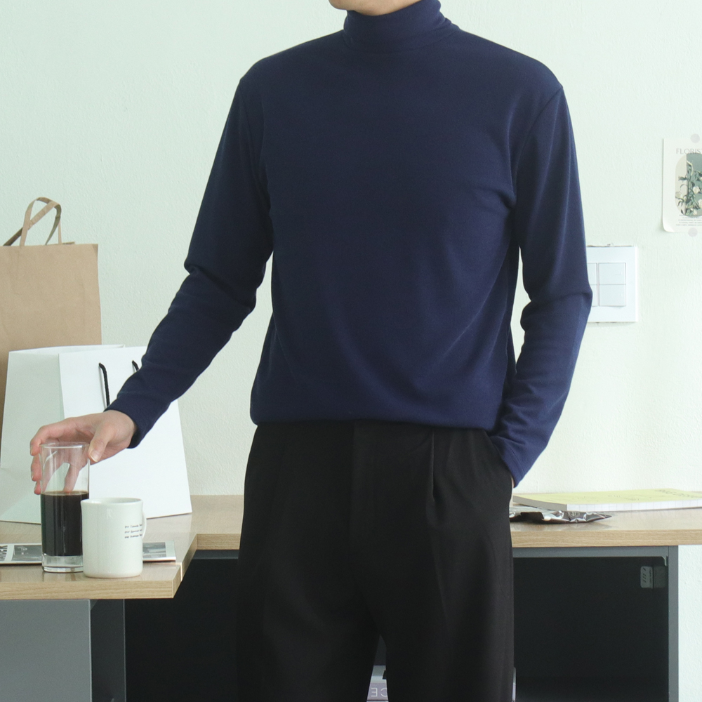 1+1 남자목폴라니트 머슬핏 목티 폴라티 이미지 4