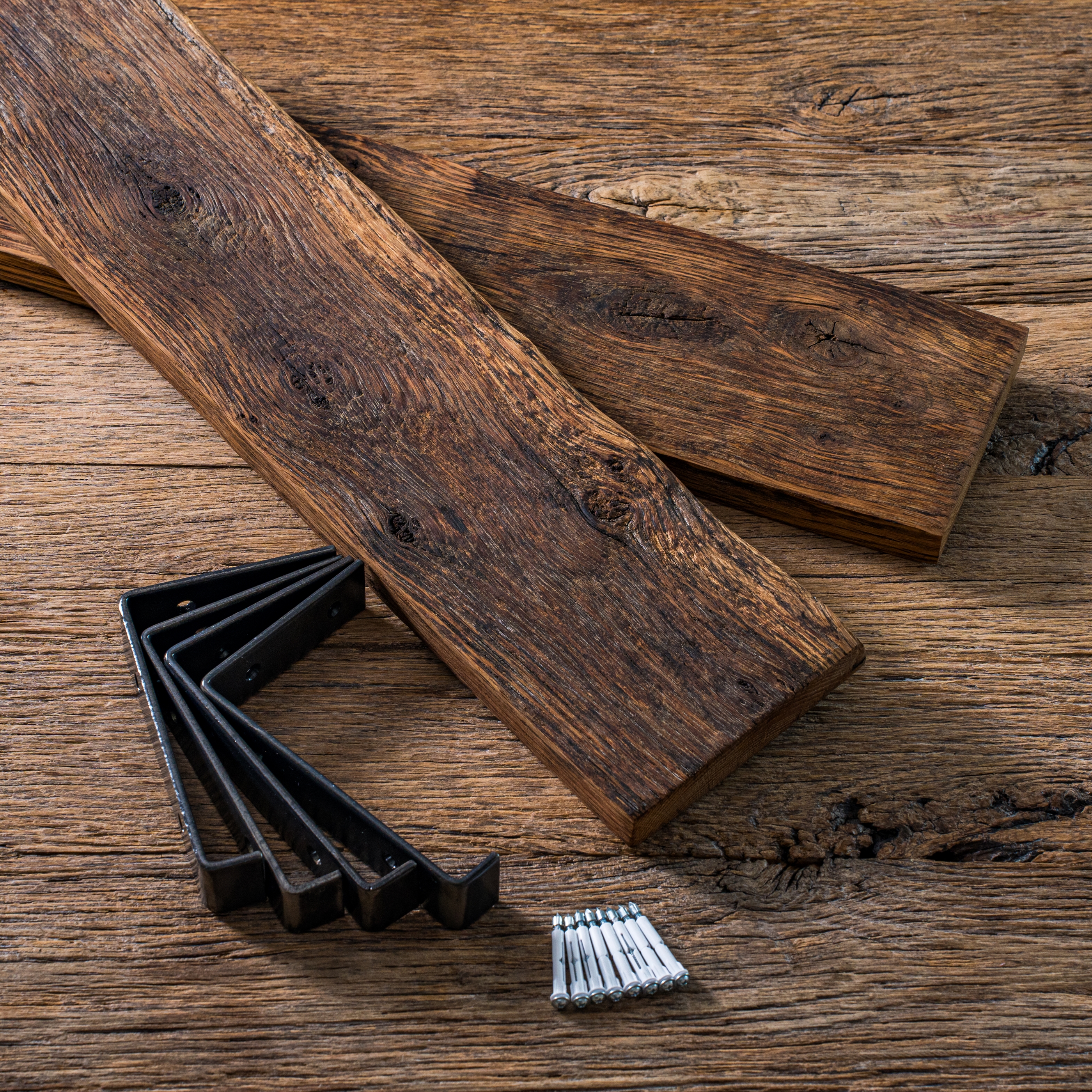 100년 이상 된 미국 직수입 올드오크 고재 원목 무지주 벽선반