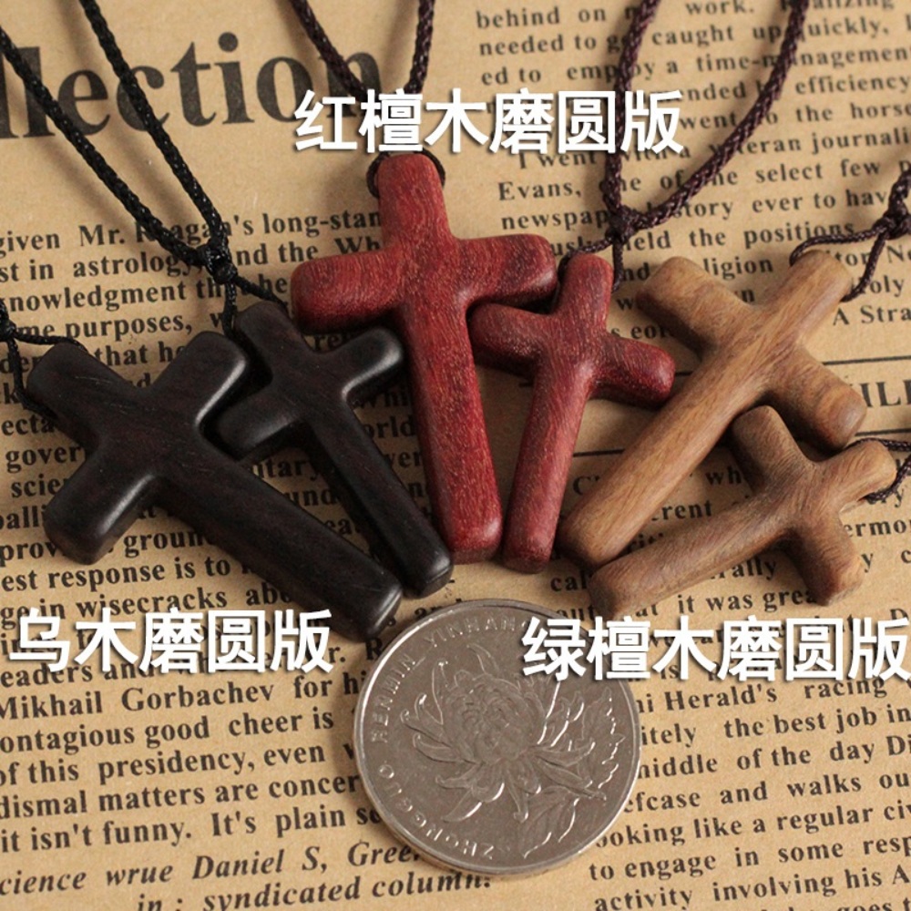 원목십자가 팬던트 나무 액세서리 기독교 목걸이 쥬얼리 상품 이미지