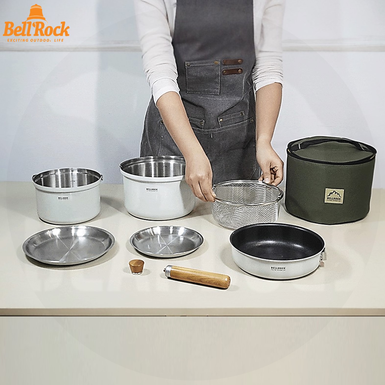 벨락 컬러9 L 코펠 캠핑 반합 세트 스텐 백패킹 미스티그레이