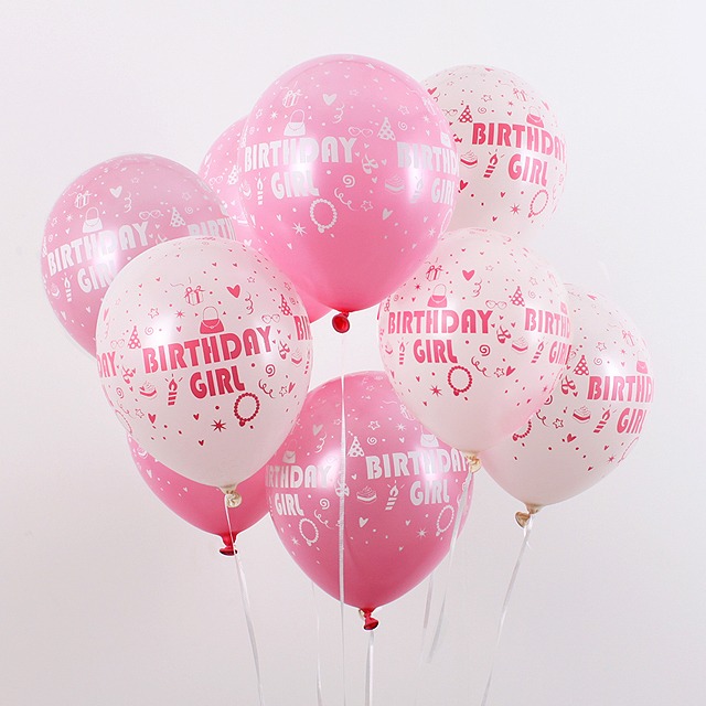 생일 축하 펄 풍선 핑크색 4개입 5번