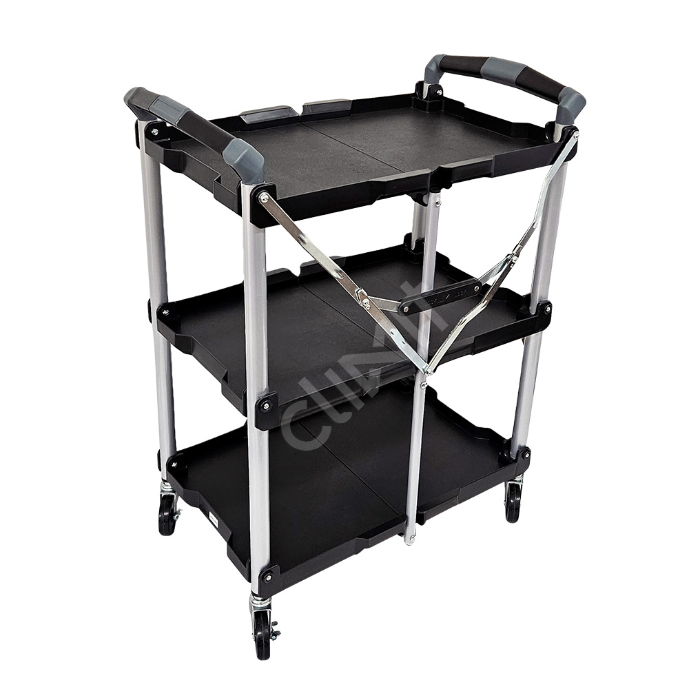 접이식 서빙 카트 3단 트롤리 이동식 공구함 공구대 식당 창고 리벤토 MTB-750S
