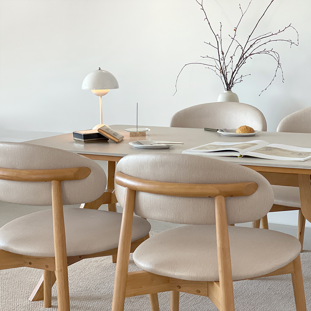 빈센트 4인용 원목 포세린 세라믹 식탁세트 식탁+의자2+벤치1, 1400mm, 양면세라믹