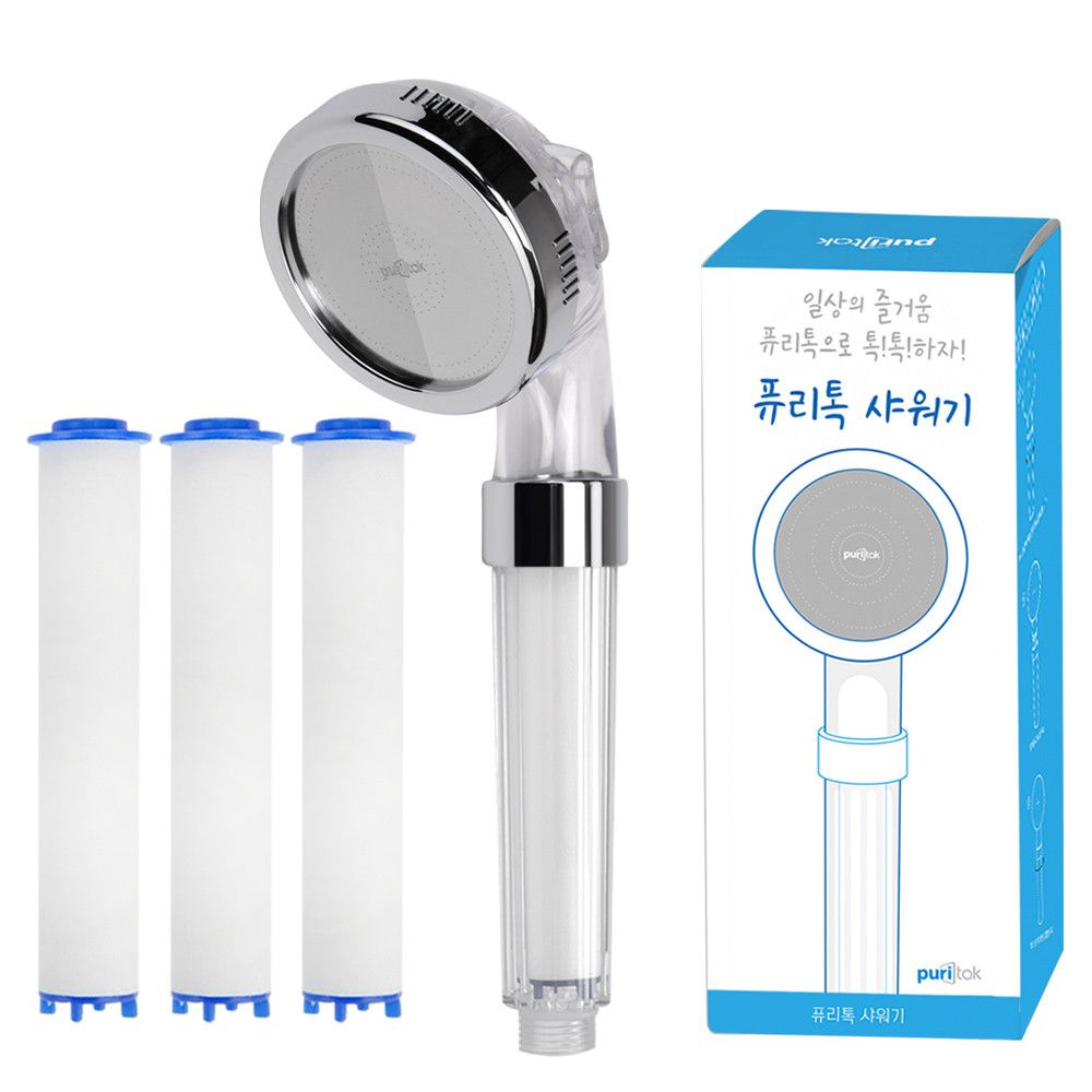 퓨리탁 욕실샤워기 헤드 녹물 샤워기헤드 필터 pt-sh200(본품+교체 3p) - 상품 이미지