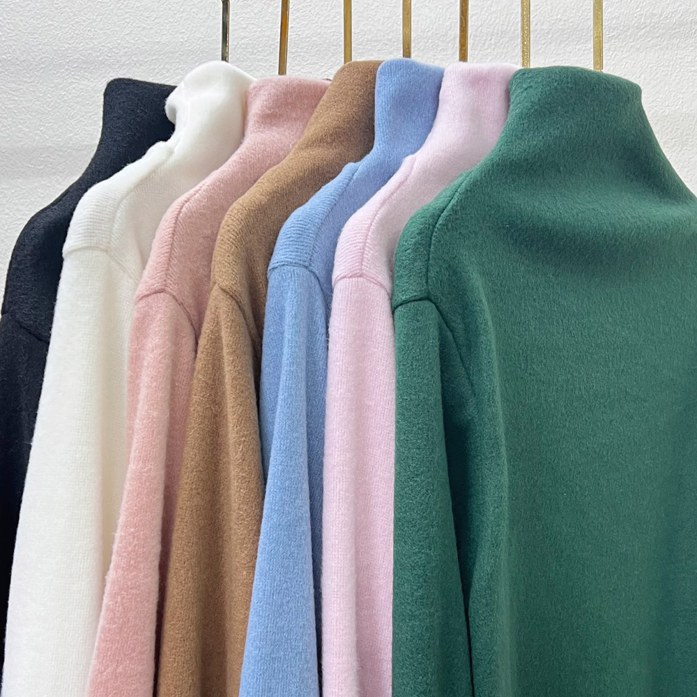 포근한 여성 목폴라 기모 겨울 이너 하이넥 목폴라 니트 폴라티 하프넥 블랙 핑크 아이보리 제품 이미지