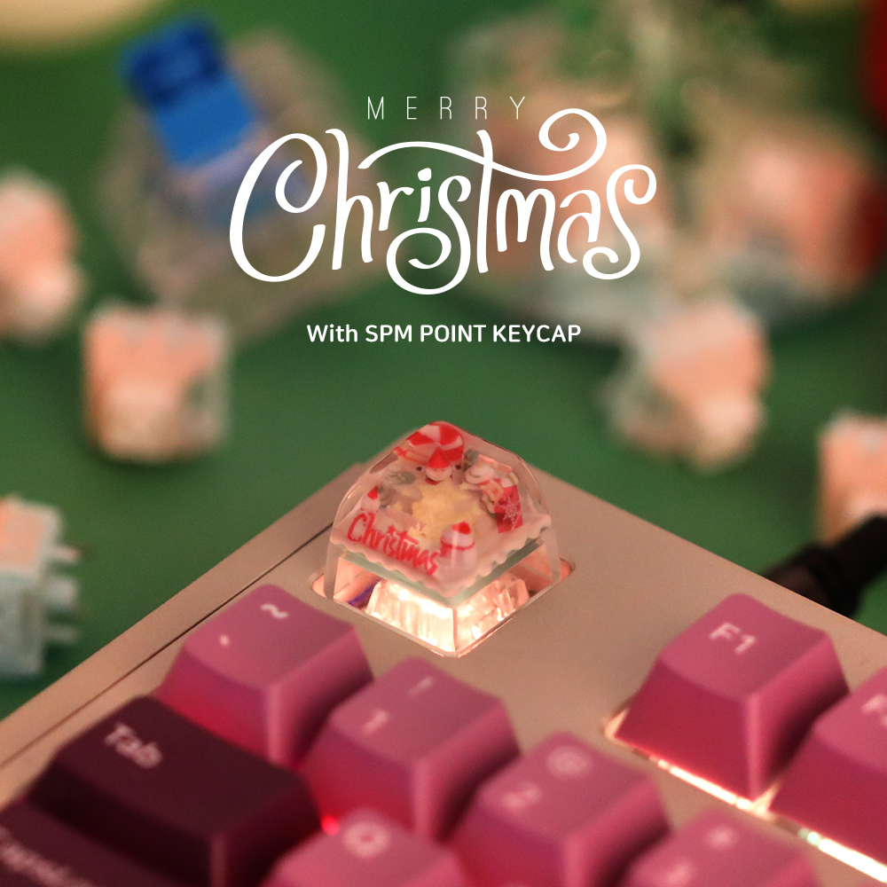 OSHID 크리스마스 투명 레진 아티산 포인트 키캡 놀이 키보드 꾸미기 (눈사람)