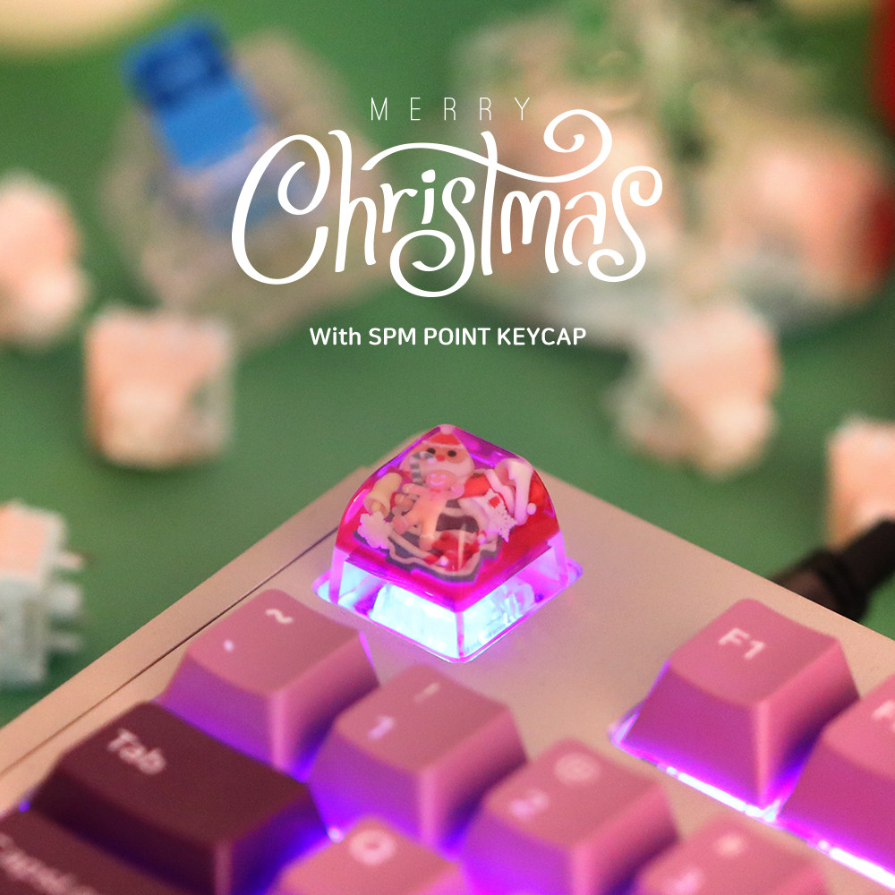 OSHID 크리스마스 투명 레진 아티산 포인트 키캡 놀이 키보드 꾸미기(쿠키)