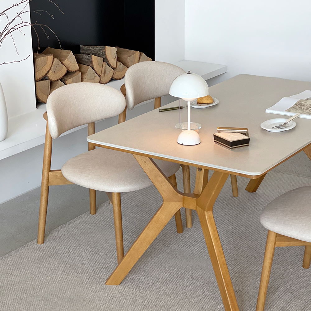 빈센트 4인용 원목 포세린 세라믹 식탁세트 식탁+의자2+벤치1, 1400mm, 양면세라믹