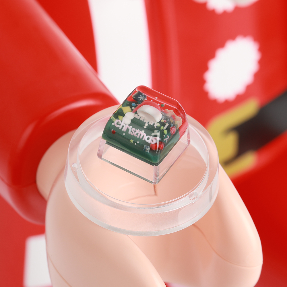 OSHID 크리스마스 투명 레진 아티산 포인트 키캡 놀이 키보드 꾸미기 (산타모자) 상세 이미지 3