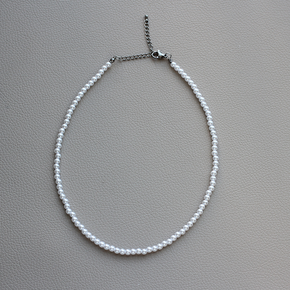 써지컬스틸 베이직 남자 진주 목걸이 4mm 6mm 이미지 3
