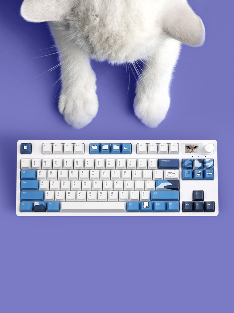 닌자84프로 화이트 수제 풀윤활 아이 패드 폰 유 무선 블루투스 폭스테일축 조약돌 키보드