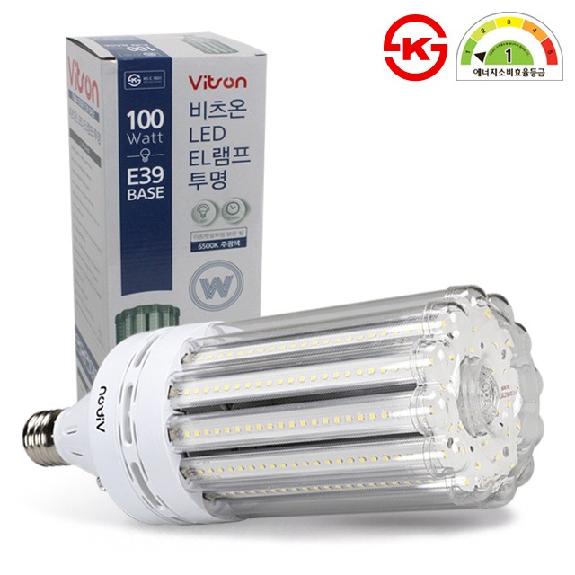 비츠온 LED 콘램프 투명 100W E39 콘벌브 보안등 가로등 KS인증 이미지 4
